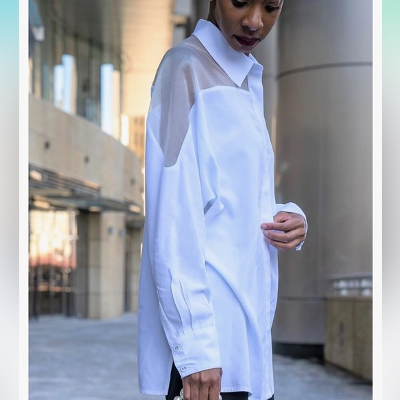 Amazon The Drop Women's White Button Up Shirt by @signedblake Size L - Picture 3 of 5